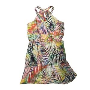 Parker sleeveless multicolored tropical print halter top dress Size L